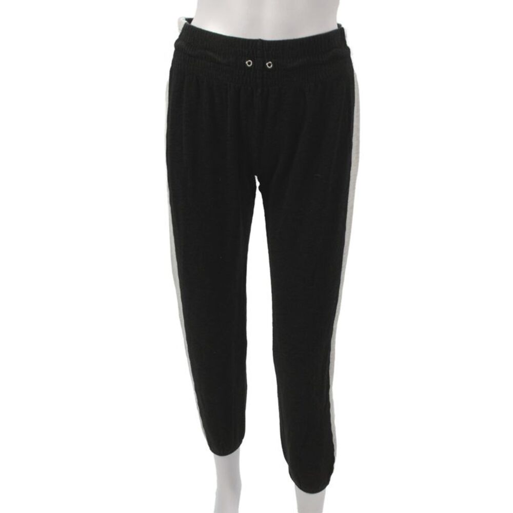 Monrow Womens Jogger Pants Black Striped Rayon Pull On Athleisure Size XS